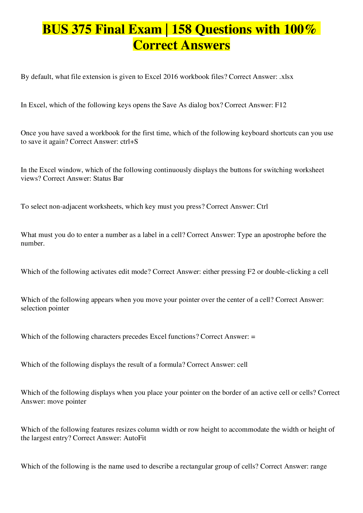 Preview image for BUS 375 Final Exam